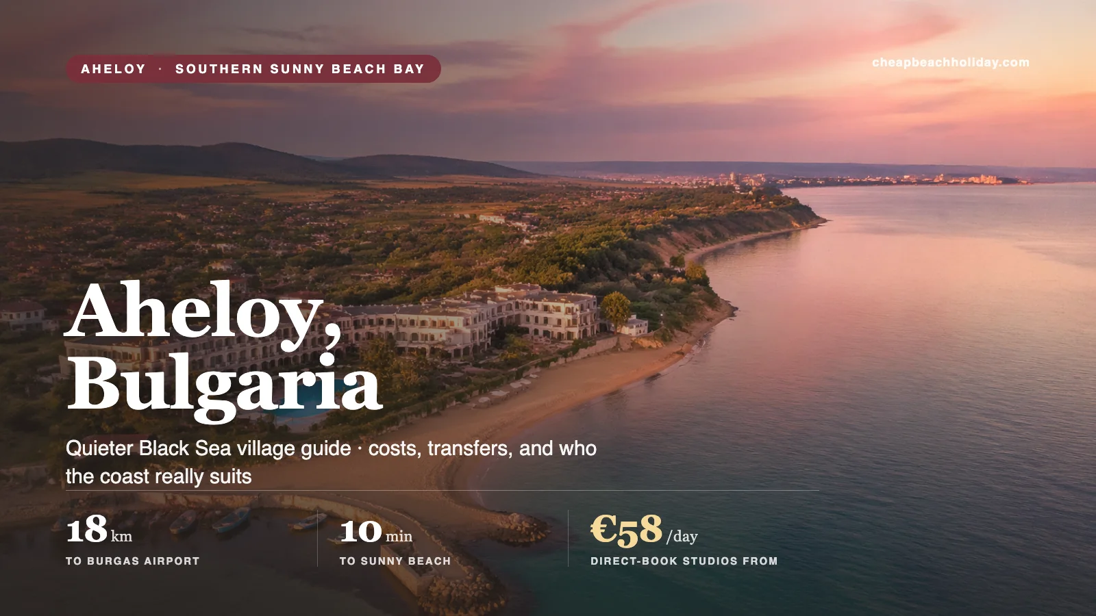 Aheloy seafront at golden hour, Bulgaria