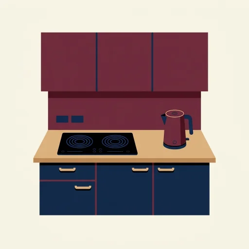 Kitchenette with hob and kettle illustration for Fully Equipped Kitchenette at Aheloy Coast Retreat