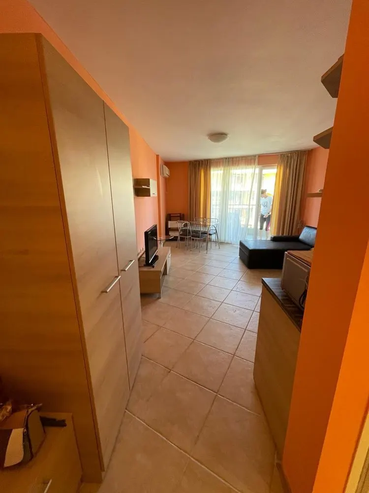 Full studio layout viewed from the entrance hallway