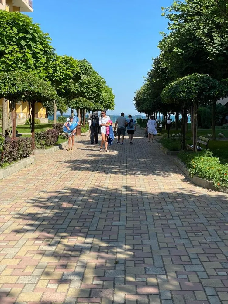 Tree-lined path from Midia Grand Resort to the beach