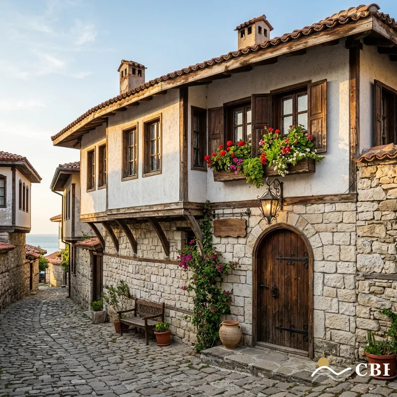 Restored Bulgarian Revival stone-and-wood guesthouse in Nessebar Old Town