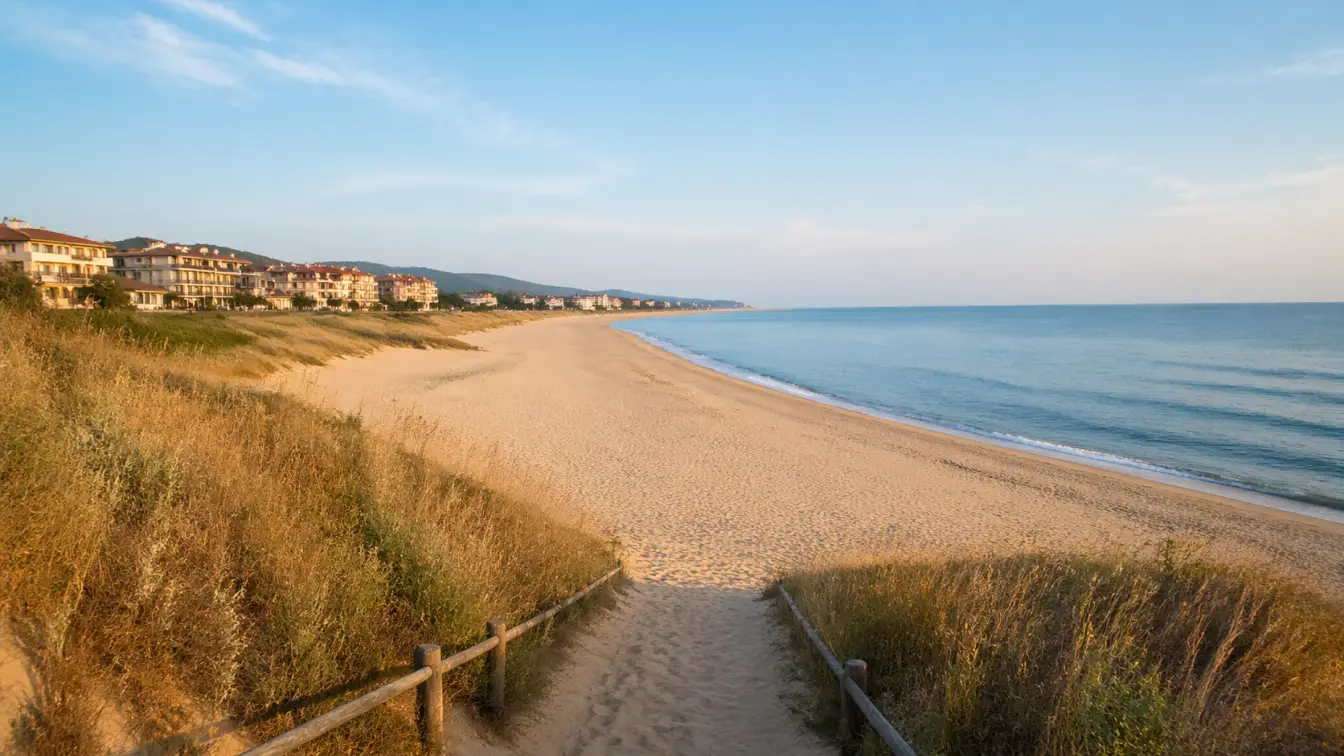 Long sandy Obzor beach with dunes on the Bulgarian Black Sea coast