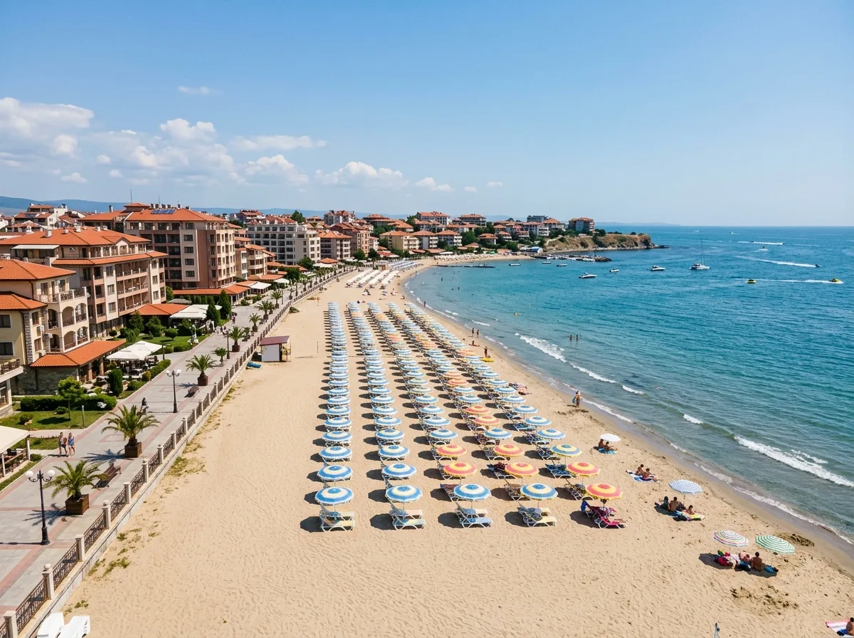 Pomorie beach town and promenade