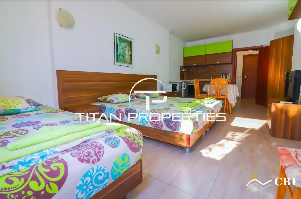 Apartment, 1-room, 37 m², in St. St. Konstantin and Elena. Photo 1 of 4. St. St. Konstantin and Elena, Black Sea, Bulgaria. Cheap Beach Holiday.